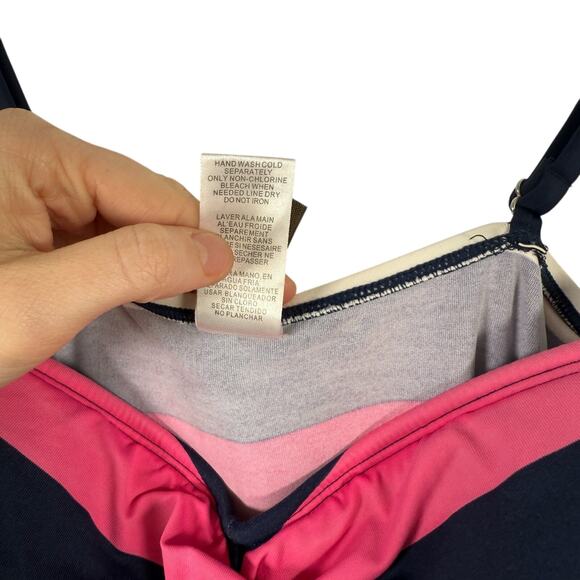 Tommy Bahama Pink Blue Striped Tankini Swimsuit Top Vacation Beach Womens Large - Picture 4 of 6
